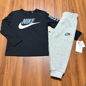 Nike Boys Black Long-Sleeve Top and Joggers Set Size 4 NEW